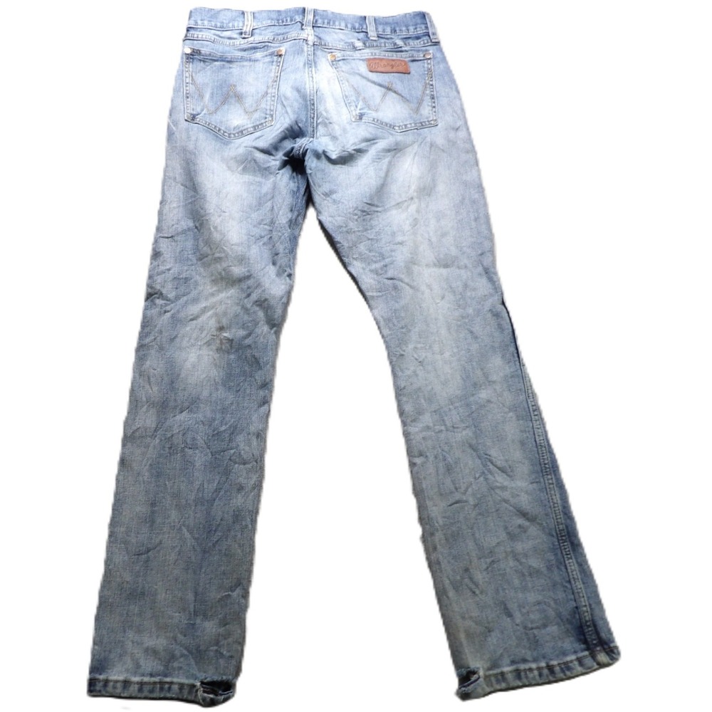 Wrangler Retro Slim Bootcut Jeans Men W32 L30 Light Wash Distressed Denim Cowboy
